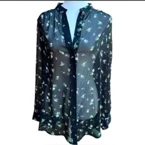 13. Philosophy, sheer, black and floral print blouse size extra small, EUC